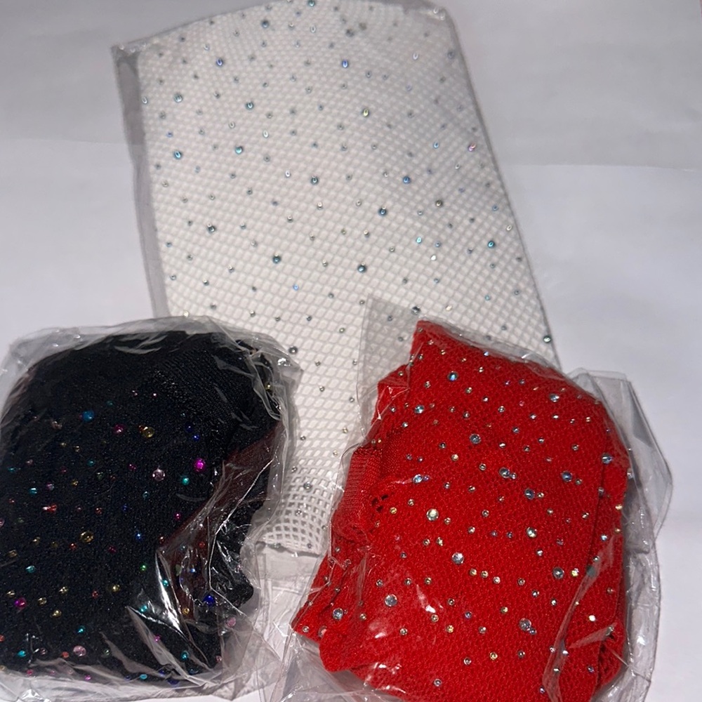 Sparkling Hosiery 3 piece Set - Black, Red, and White